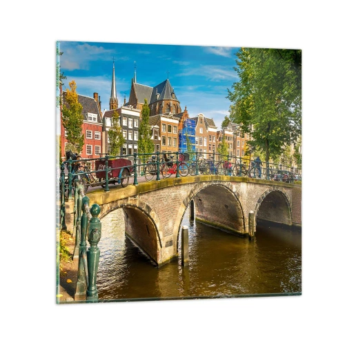 Billede på glas - Forår ved kanalen - 70x70 cm