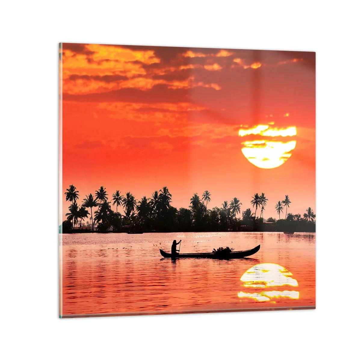 Billede på glas - Tropernes ro ved solnedgang - 50x50 cm