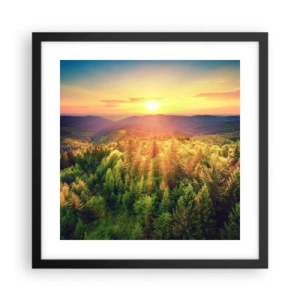 Plakat i sort ramme - Toppe og bjergtoppe - 40x40 cm