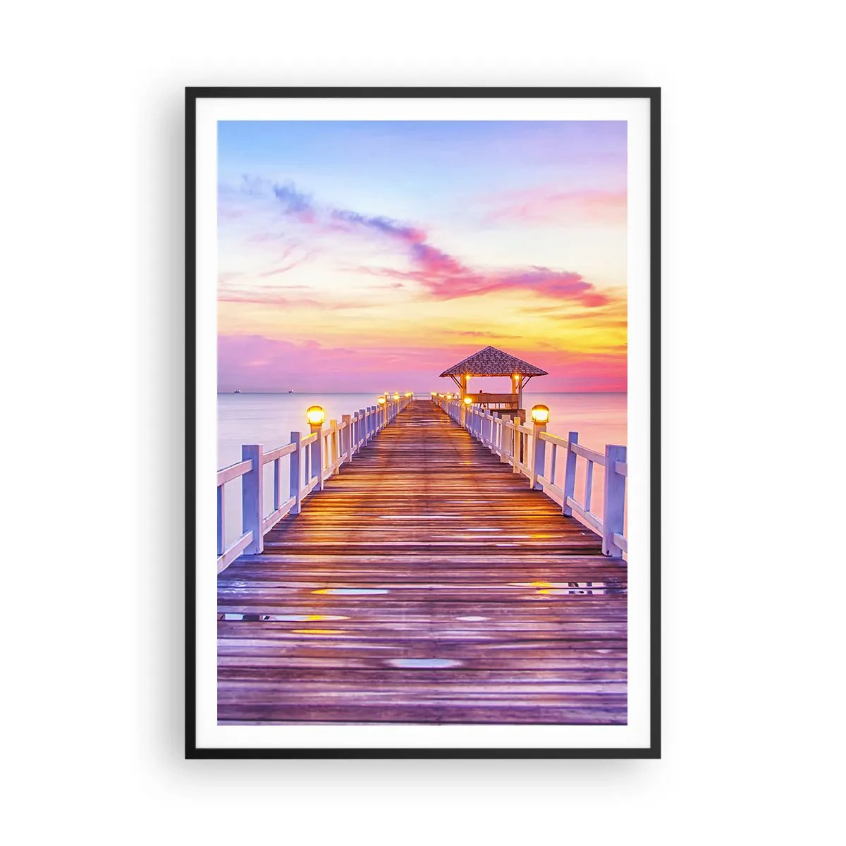 Plakat i sort ramme - Lilagylden stilhed om aftenen - 70x100 cm