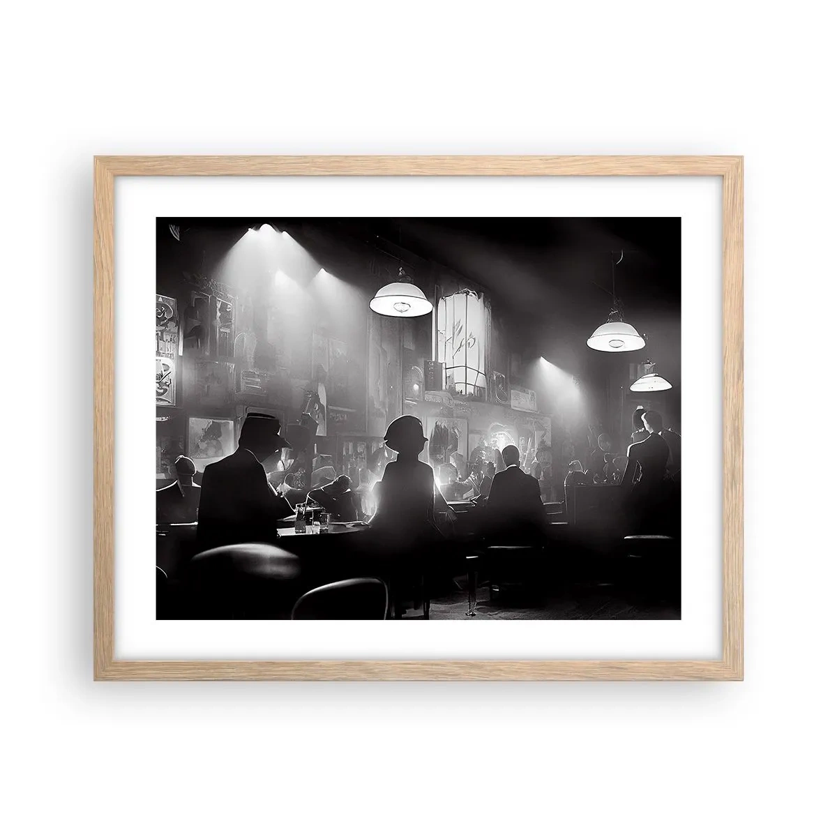 Plakat i ramme af lyst egetræ - I en jazzet stemning - 50x40 cm