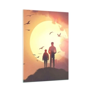 Billede på glas - Ansigt til ansigt med solen - 50x70 cm