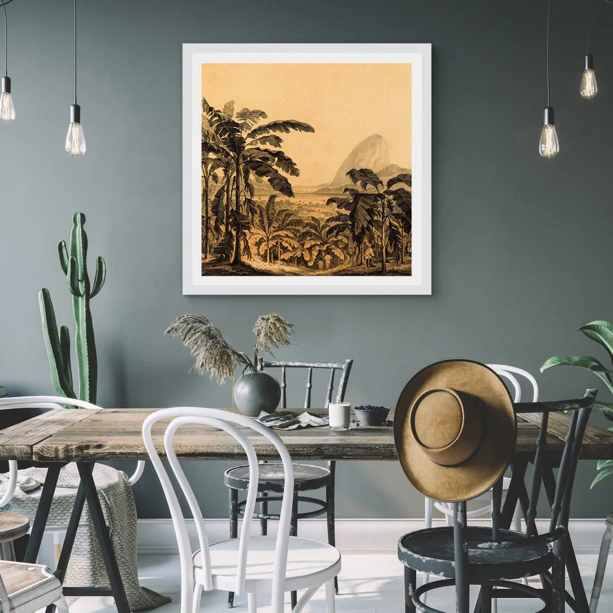 Plakat i hvid ramme - I en kolonial atmosfære - 50x50 cm