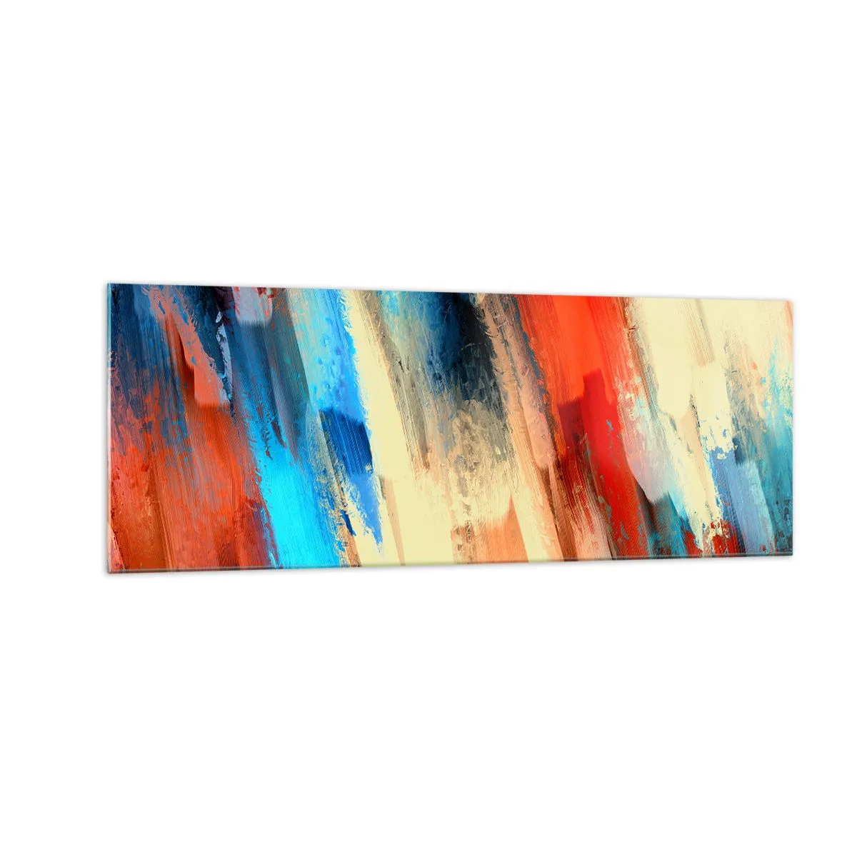 Billede på glas - En kaskade af farver - 140x50 cm