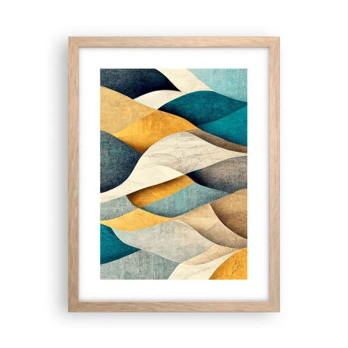 Plakat i ramme af lyst egetræ - Rytme og bølger - 30x40 cm