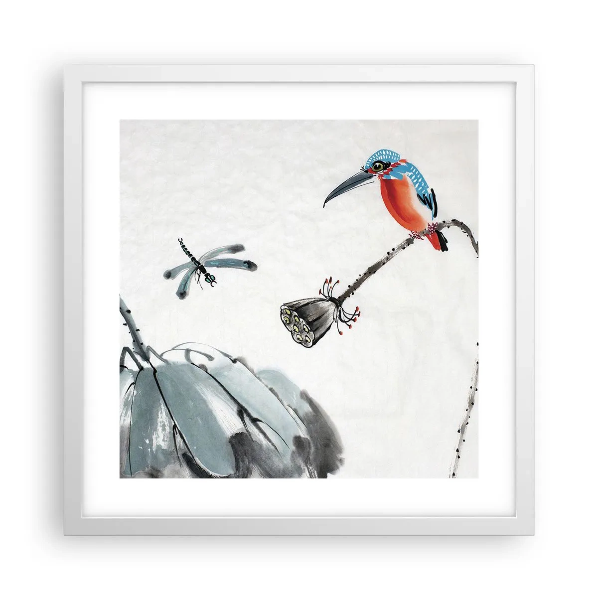 Plakat i hvid ramme - Engenes liv - 40x40 cm
