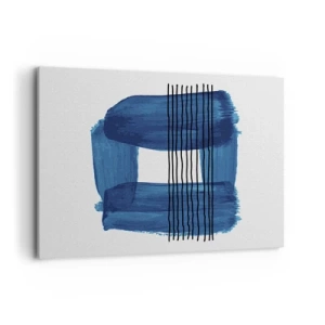 Lærredstryk - Billede på lærred - Blå-sort sammensætning - 100x70 cm