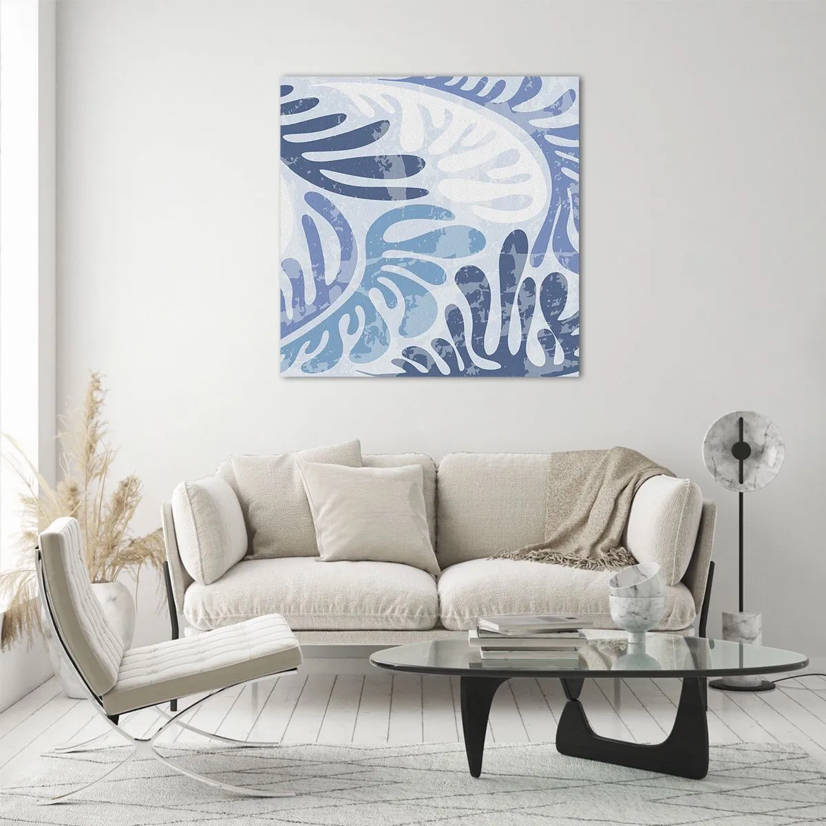 Billede på glas - Blå bregner - 70x70 cm