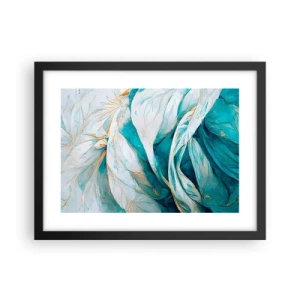 Plakat i sort ramme - Blå abstraktion med et guldmotiv - 40x30 cm