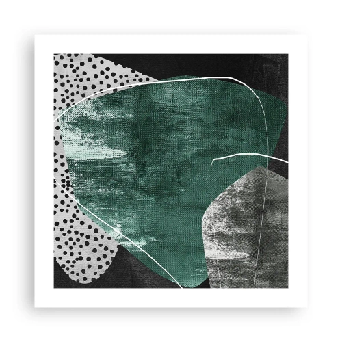 Plakat - Farverig abstraktion med en guldflager - 50x50 cm