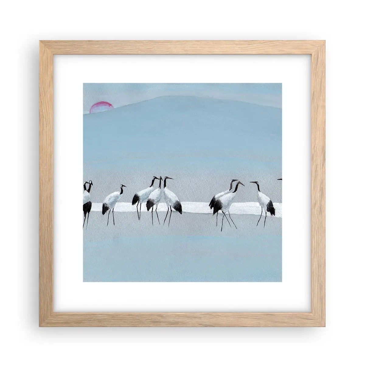 Plakat i ramme af lyst egetræ - Efter en varm dag - 30x30 cm