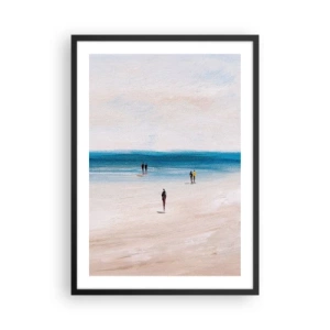 Plakat i sort ramme - Minimalistisk strandscene - 50x70cm - Et naturligt behov - Moderne vægdekoration til stue og soveværelse ARTTOR
