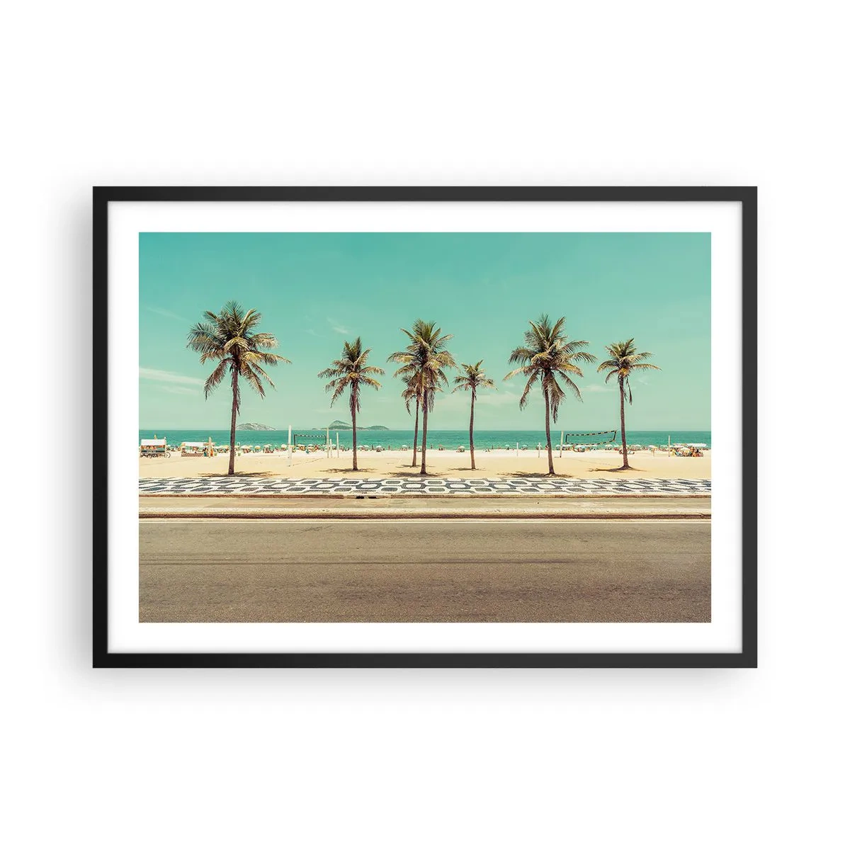 Plakat i sort ramme - På stranden - 70x50 cm
