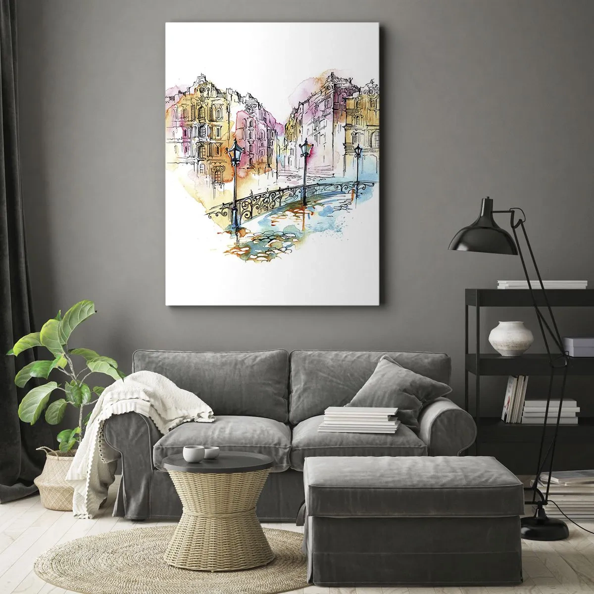 Lærredstryk - Billede på lærred - Byens hjerte - 50x70 cm