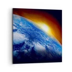 Lærredstryk - Billede på lærred - Solopgang over den blå planet - 60x60 cm