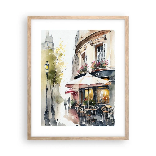 Plakat i ramme af lyst egetræ - En parisisk morgen - 40x50 cm