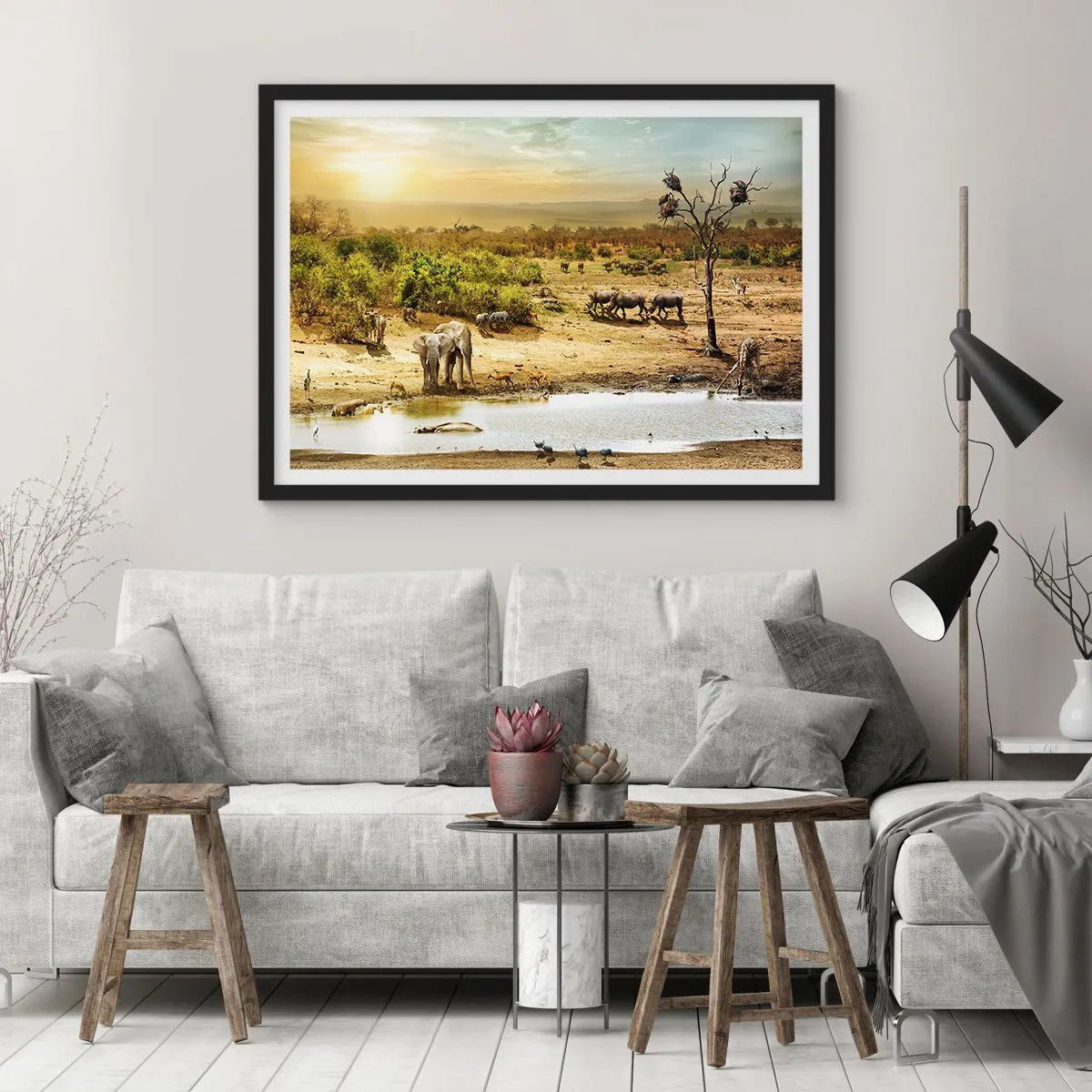 Plakat i sort ramme - "Og ud af Eden flød en flod...". - 50x40 cm