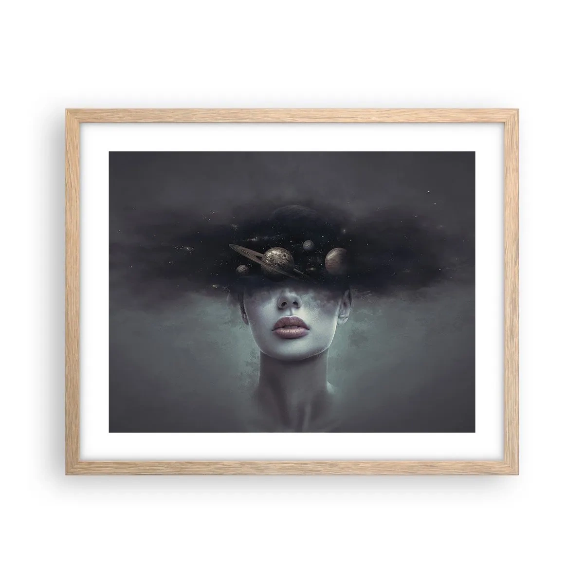 Plakat i ramme af lyst egetræ - Og planeterne er ved at gå amok... - 50x40 cm