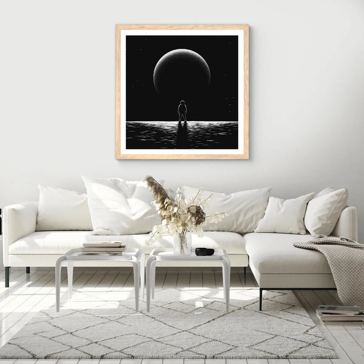 Plakat i ramme af lyst egetræ - Ansigt til ansigt - 30x30 cm