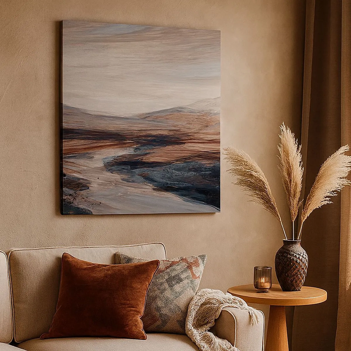 Lærredstryk - Billede på lærred -  Fredfyldt dal - 30x30 cm