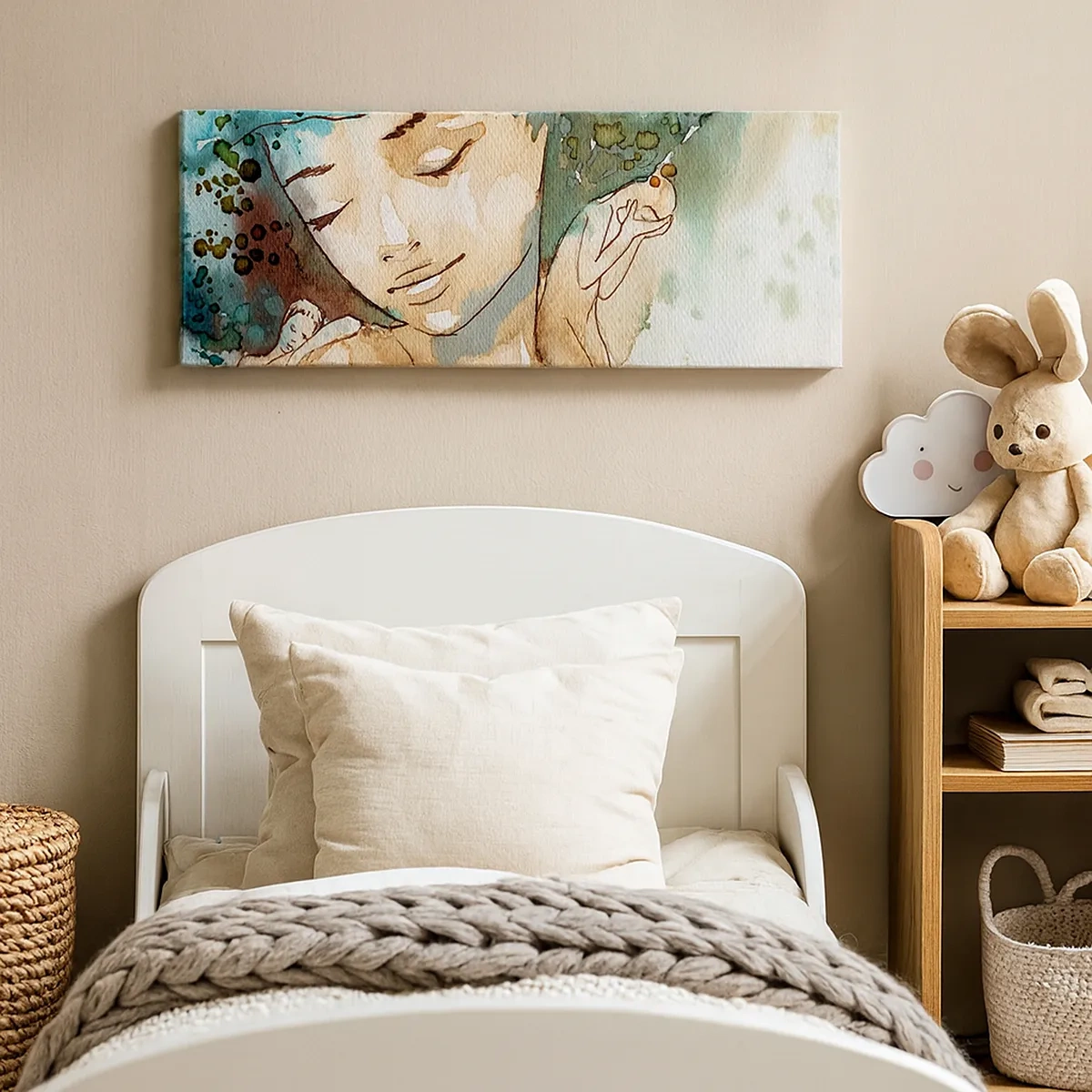 Lærredstryk - Billede på lærred - Lady in blue - 30x30 cm