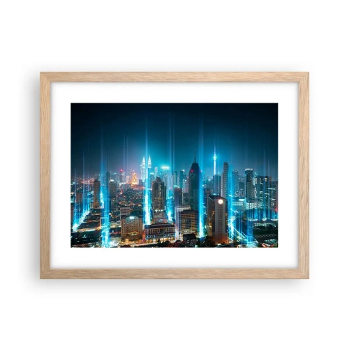 Plakat i ramme af lyst egetræ - Berlin til himlen - 40x30 cm