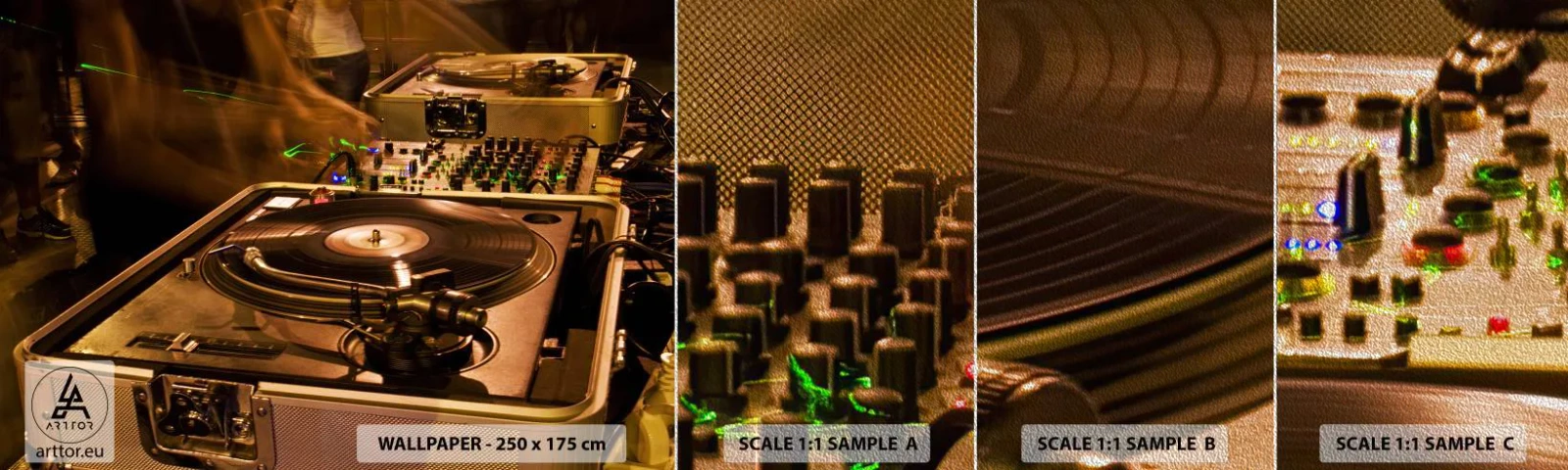 Prøve Fototapet Premium Sand - Kan du mærke kraften? - musik, DJ, Vinyl - 100x30 cm