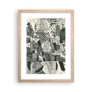 Plakat i ramme af lyst egetræ - Nutidens dynamik - 30x40 cm
