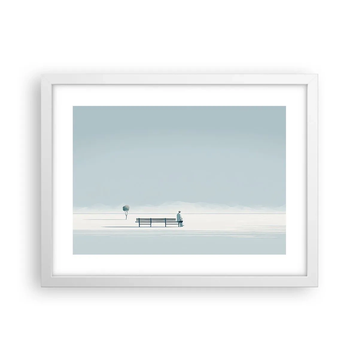 Plakat i hvid ramme - Ja, jeg venter. - 40x30 cm