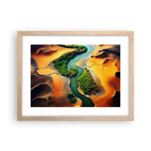 Plakat i ramme af lyst egetræ - Livgivende flod - 40x30 cm