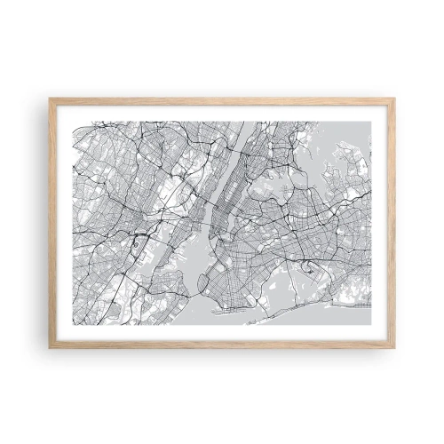 Plakat i ramme af lyst egetræ - Anatomi af en storby - 70x50 cm