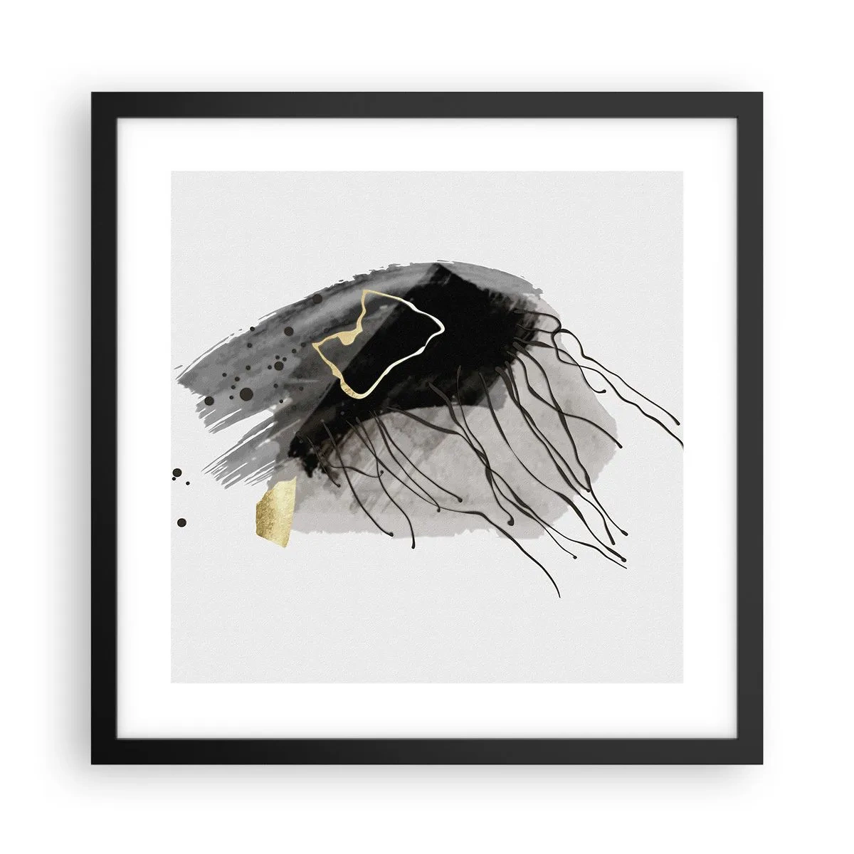 Plakat i sort ramme - I sort og guld - 40x40 cm