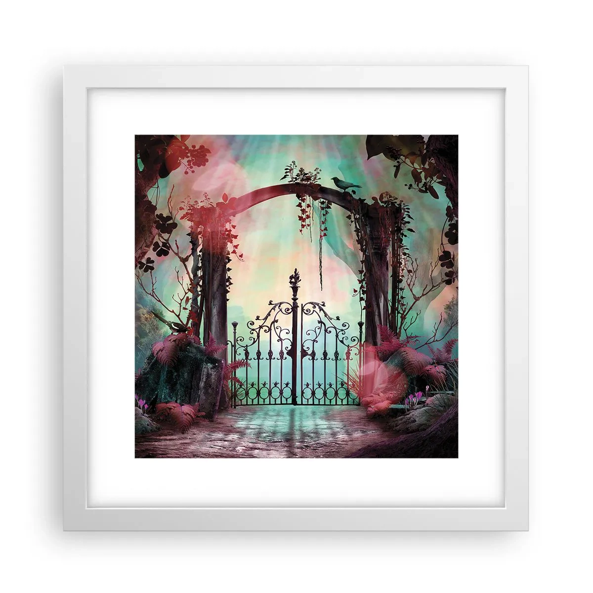 Plakat i hvid ramme - Hemmelig have - 30x30 cm