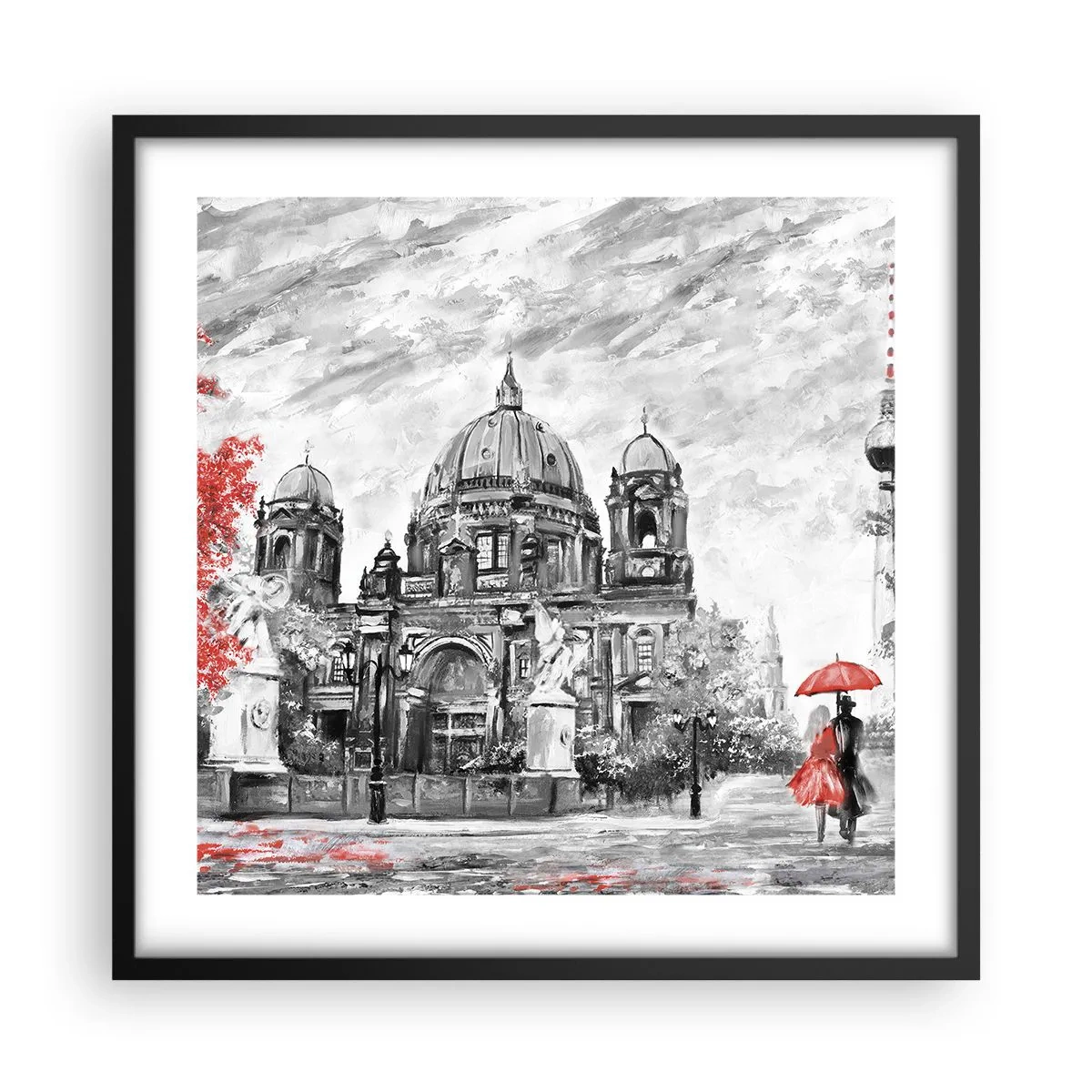 Plakat i sort ramme - Møde i Berlin - 50x50 cm