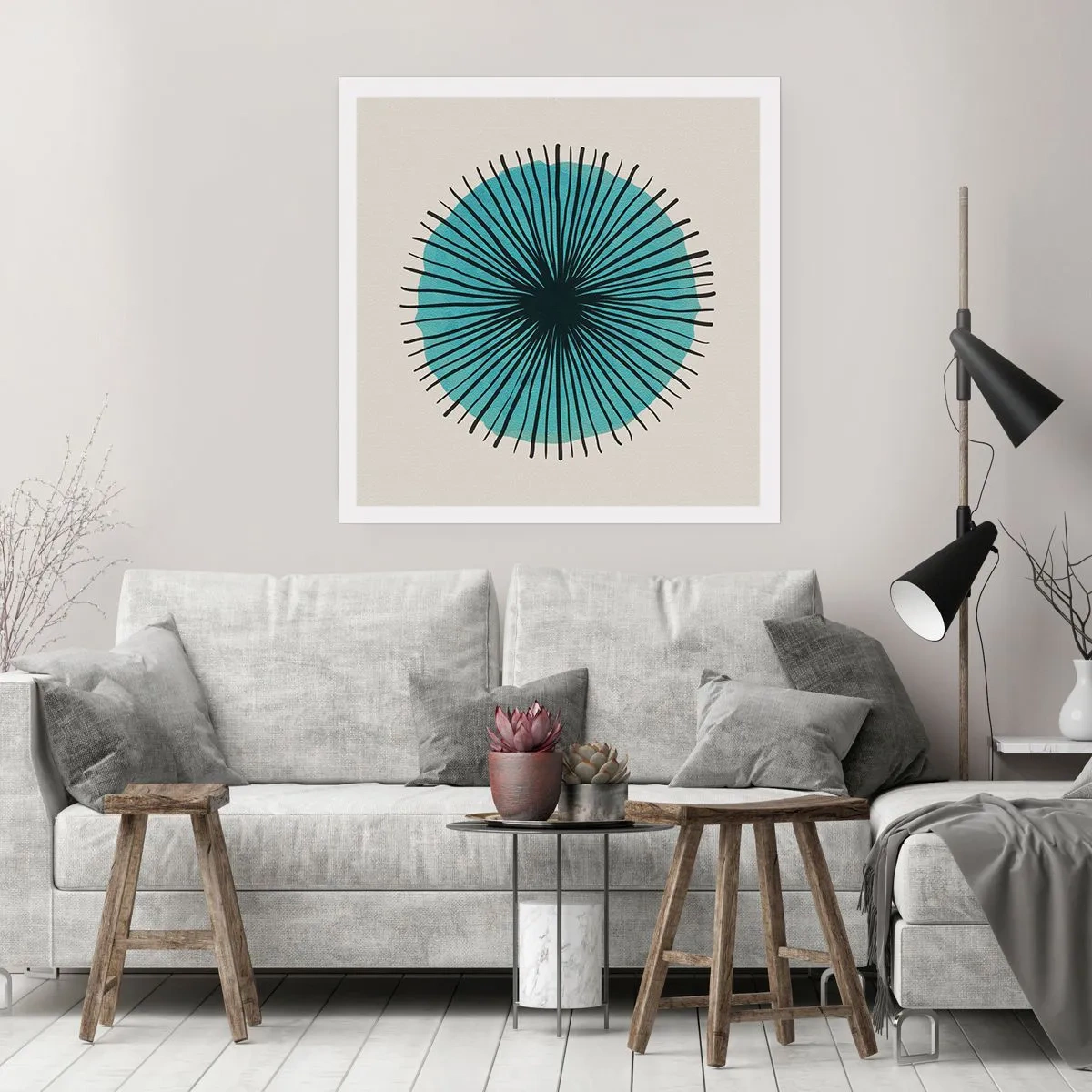 Plakat - Strålende på blå - 30x30 cm