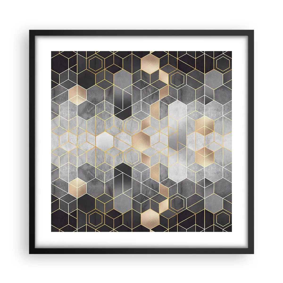 Plakat i sort ramme - Sammensætning af diamanter - 50x50 cm