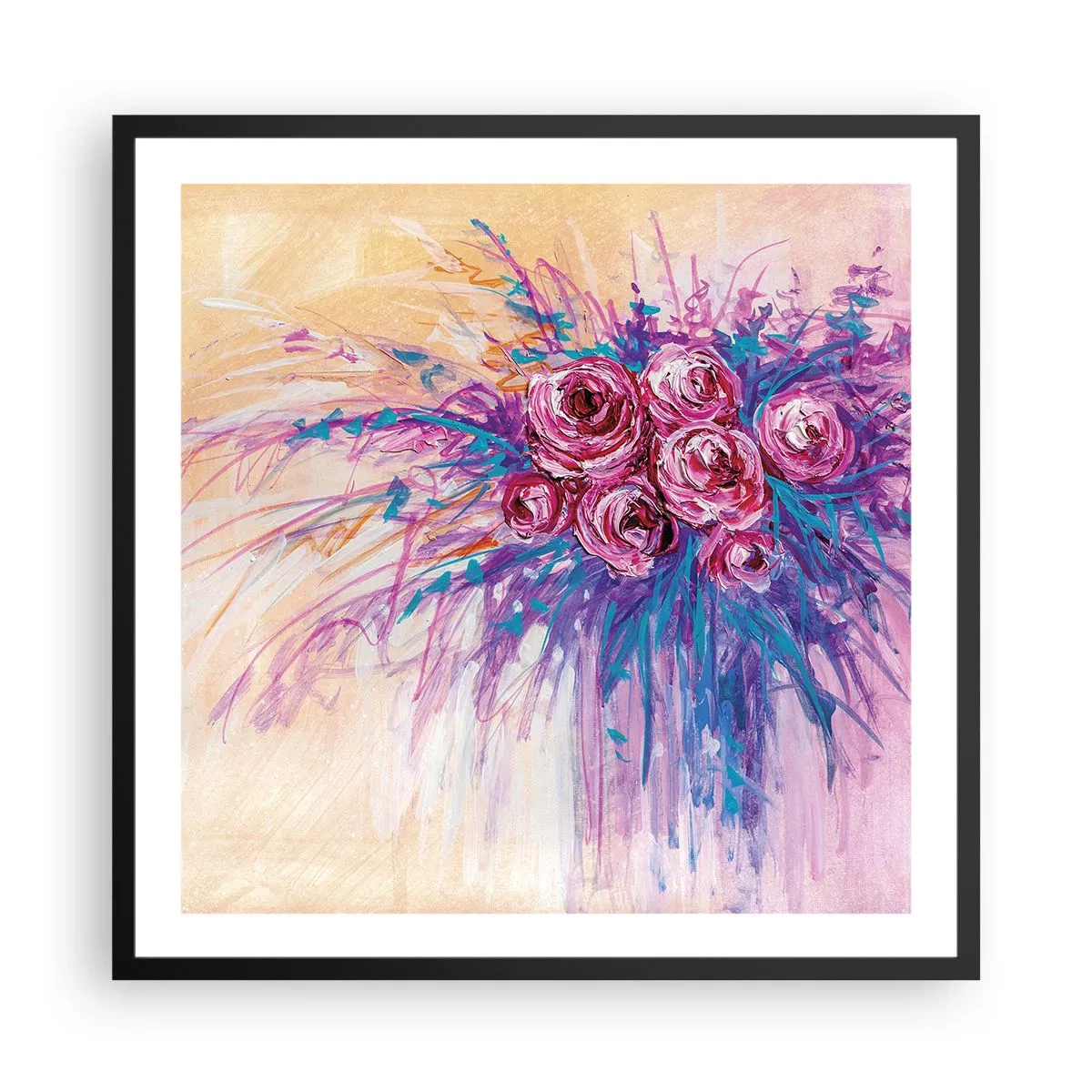 Plakat i sort ramme - Rose springvand - 60x60 cm