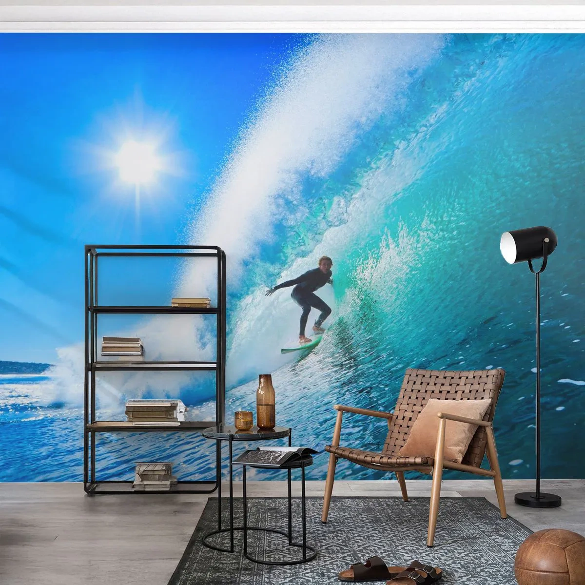 Fototapet Selvklæbende Deluxe Sticker - Gennem den store blå - Sport, Surfer, Hav - 400x280 cm