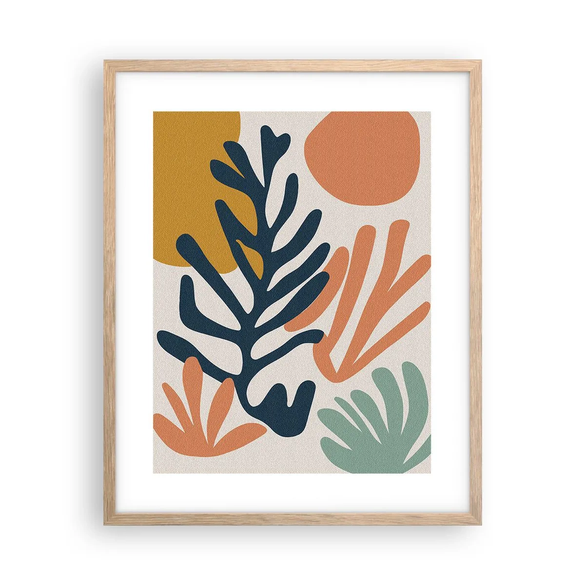 Plakat i ramme af lyst egetræ - Koralhav - 40x50 cm
