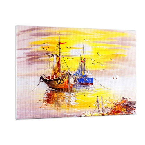 Billede på glas - Et velfortjent hvil i havnen - 120x80 cm