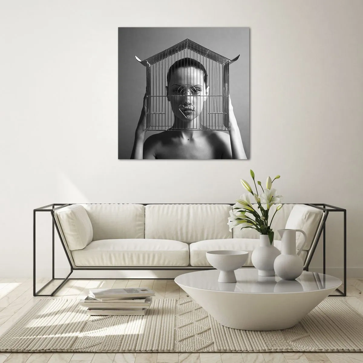 Billede på glas - Et lidt surrealistisk portræt - 70x70 cm