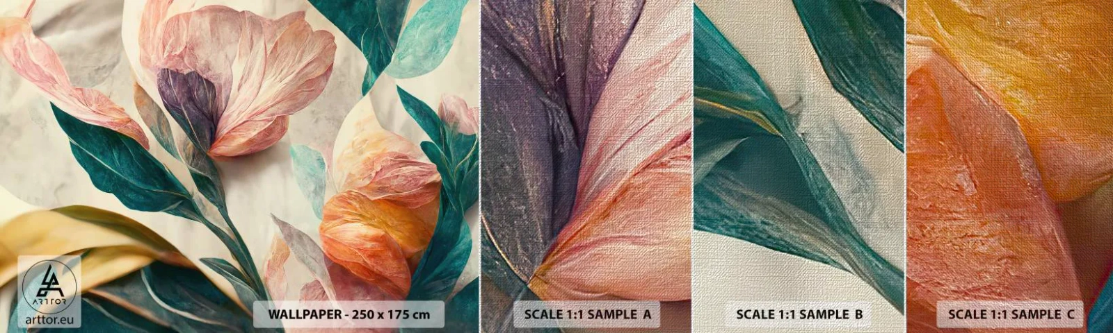 Prøve Fototapet Premium Canvas - Blomster på de sydlige øer - Blomster, Årgang, Botanik - 100x30 cm