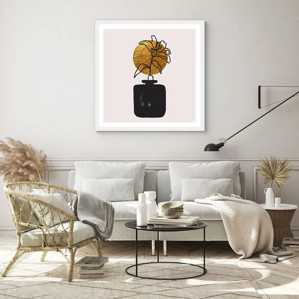 Plakat i hvid ramme - Skønhed i balance - 60x60 cm