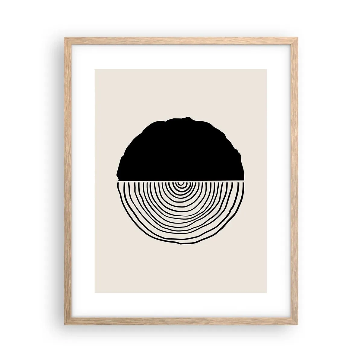 Plakat i ramme af lyst egetræ - Halvt og halvt - 40x50 cm