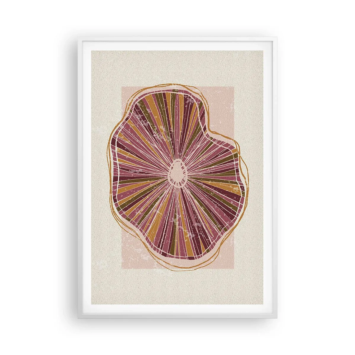 Plakat i hvid ramme - Strålende abstraktion - 70x100 cm