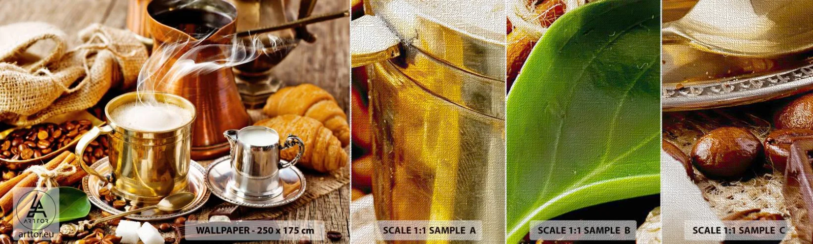 Prøve Fototapet Premium Canvas - Hav en dejlig dag! - Kaffe, Gastronomi, Køkken - 100x30 cm