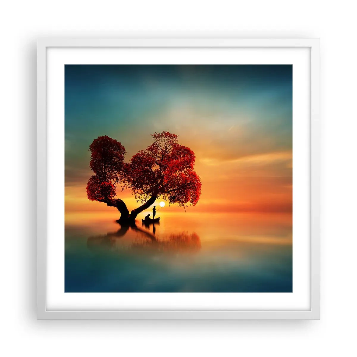 Plakat i hvid ramme - Fjern og tavs verdensløshed - 50x50 cm