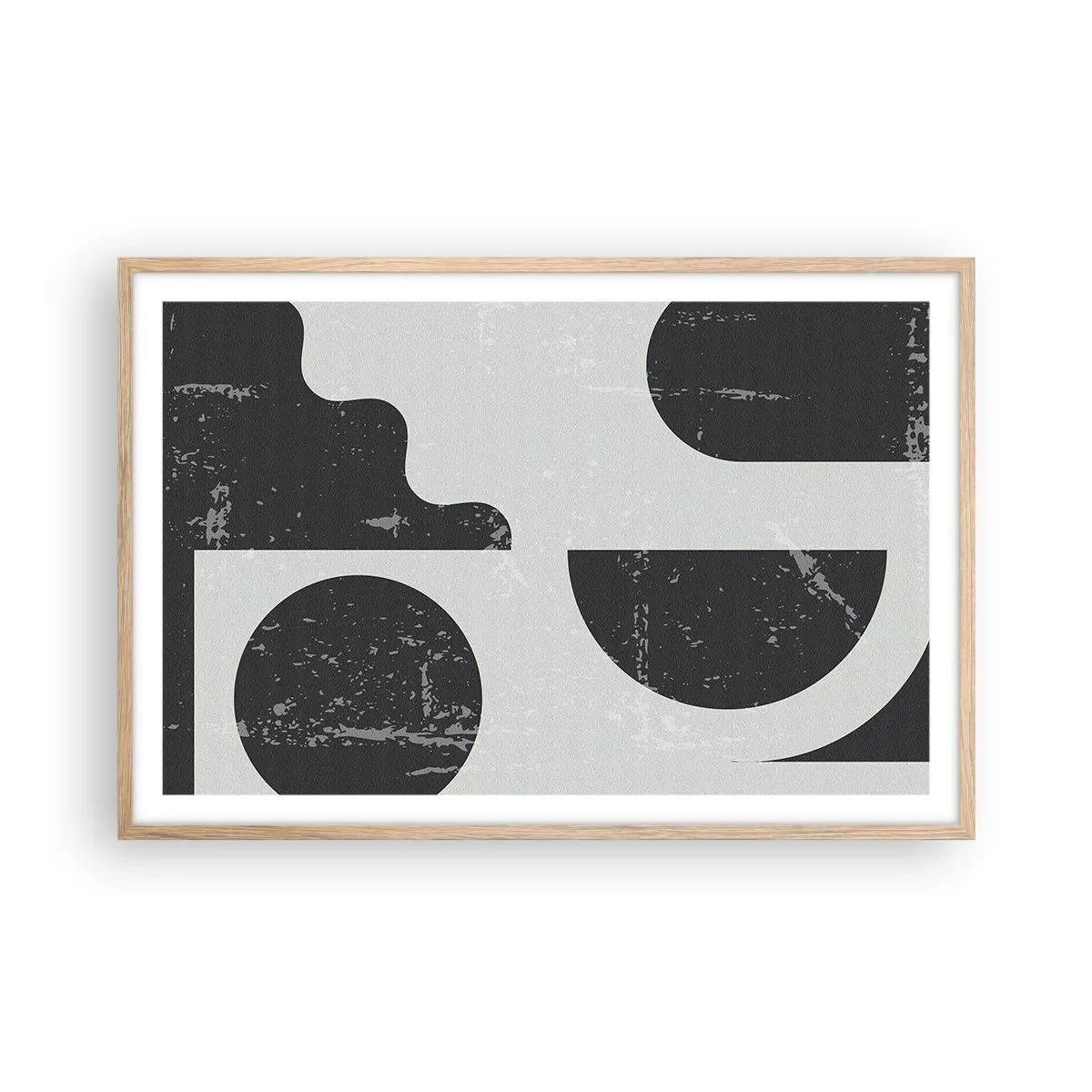 Plakat i ramme af lyst egetræ - Komposition over og under - 91x61 cm