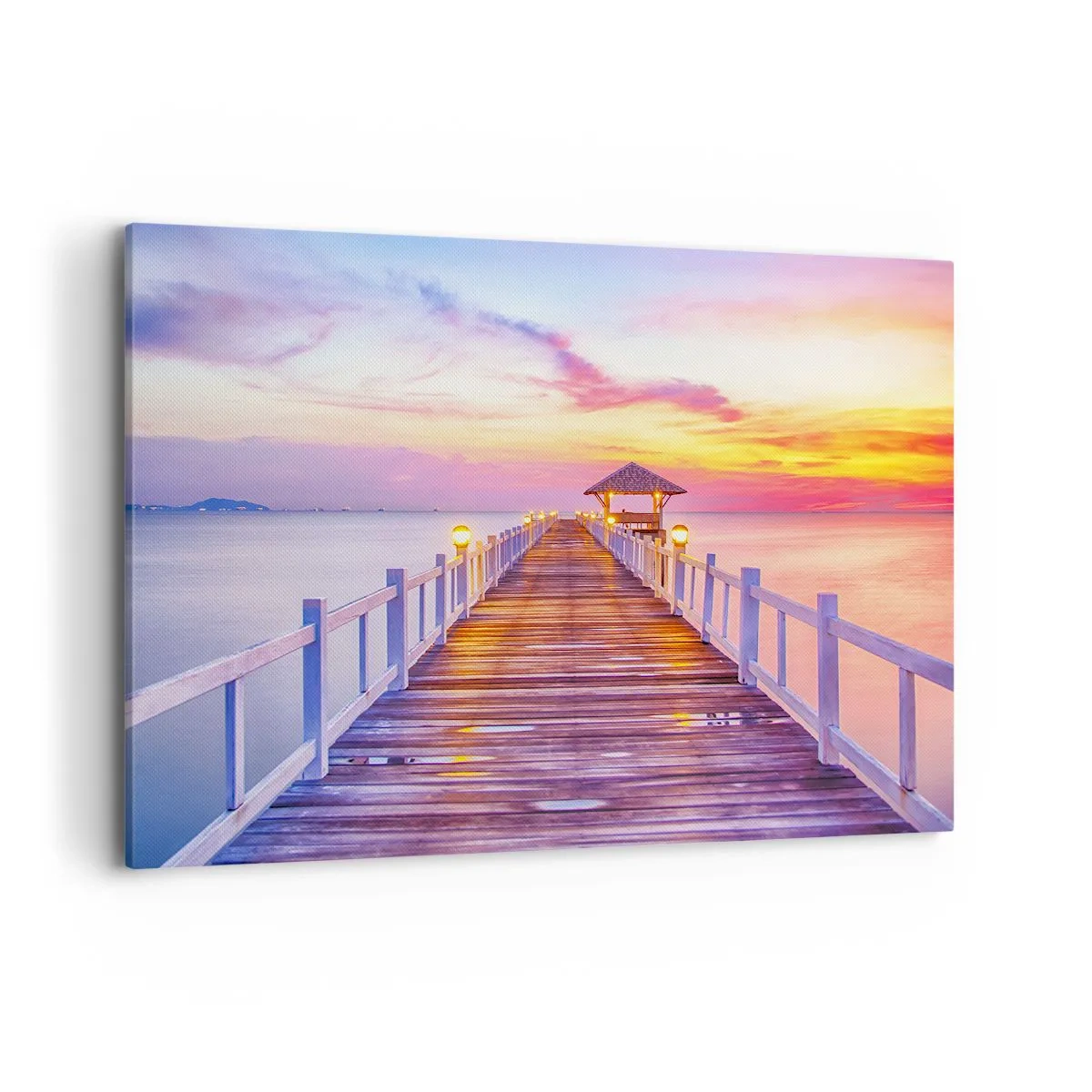 Lærredstryk - Billede på lærred - Lilagylden stilhed om aftenen - 120x80 cm