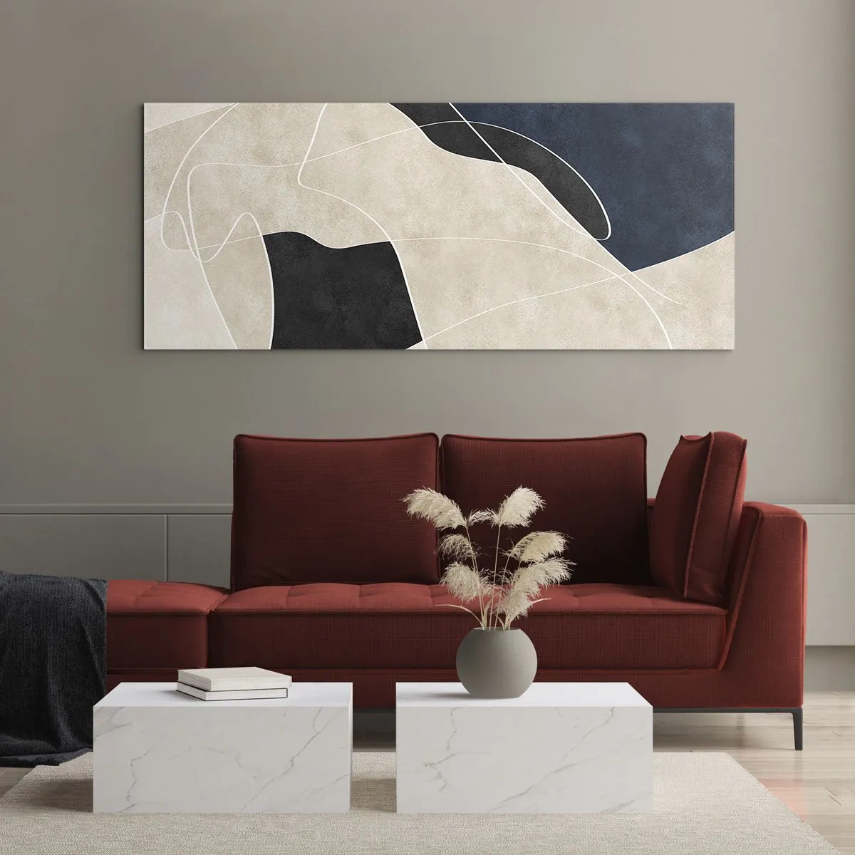 Billede på glas - Abstrakt komposition - kontrast af farver - 140x50 cm